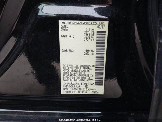 Nissan Altima 2.5 Sv 2017 1N4AL3AP2HC199562 Image 9