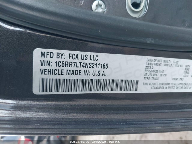 RAM 1500 Classic Warlock  4x4 5'7 Box 2022 1C6RR7LT4NS211166 Image 9