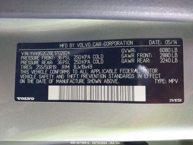 YV4952CZ8E1702824 Volvo Xc90 3.2/3.2 Platinum/3.2 Premier Plus