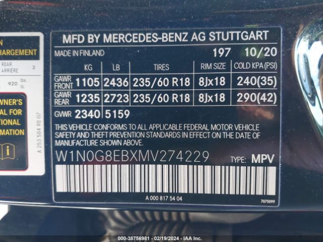 W1N0G8EBXMV274229 Mercedes-Benz Glc 300 4matic Suv