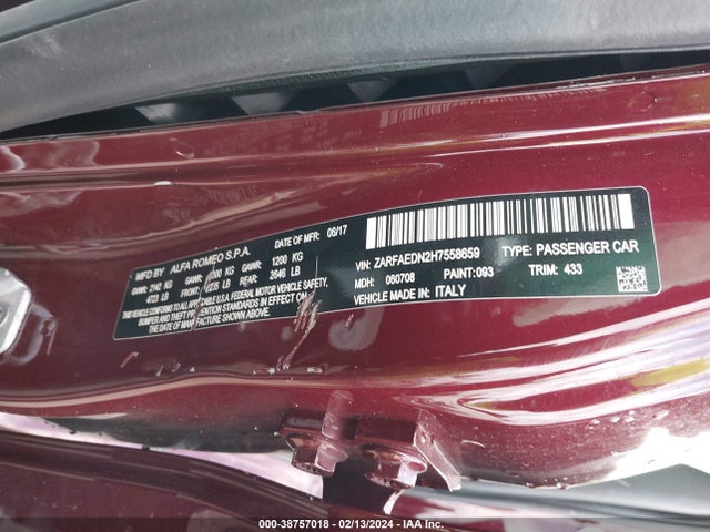 ZARFAEDN2H7558659 Alfa Romeo Giulia Awd