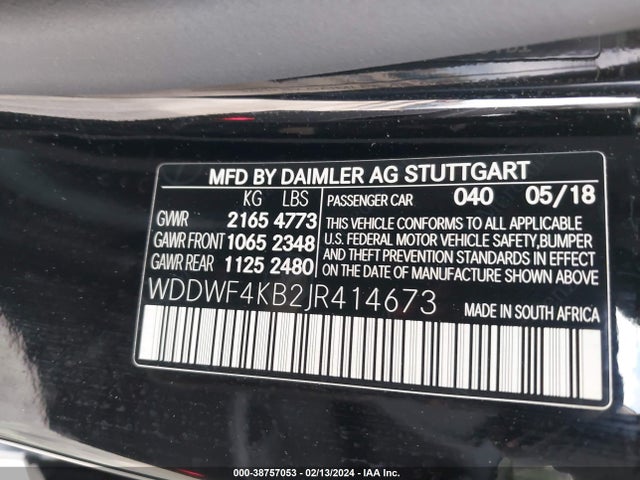 WDDWF4KB2JR414673 Mercedes-Benz C 300 4matic
