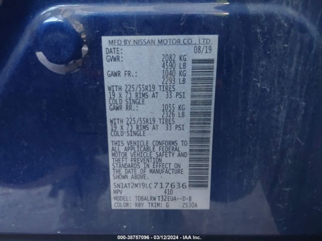 5N1AT2MT9LC717636 Nissan Rogue Sl Fwd