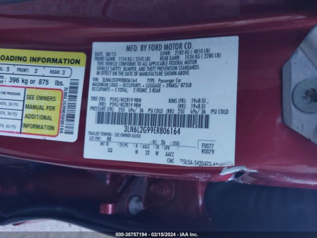 3LN6L2G99ER806164 Lincoln MKZ