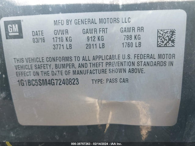Chevrolet Cruze Ls Auto 2016 1G1BC5SM4G7240823 Image 9