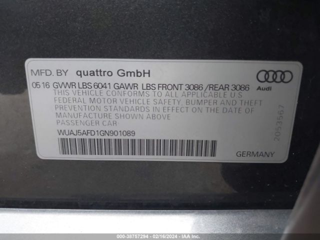 2016 AUDI S8 WUAJ5AFD1GN901089 Photo 8