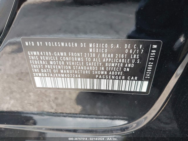 3VWDB7AJXHM407244 Volkswagen Jetta 1.4t Se