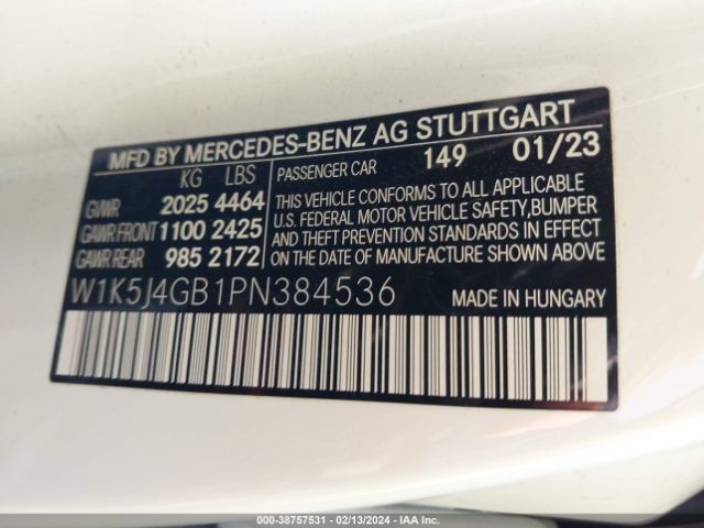 W1K5J4GB1PN384536 Mercedes-Benz Cla 250 Coupe
