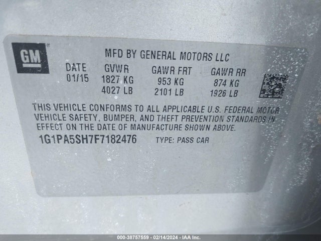 Chevrolet Cruze Ls Auto 2015 1G1PA5SH7F7182476 Image 9