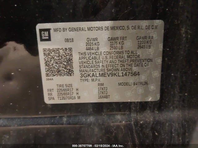 GMC Terrain Sle 2019 3GKALMEV9KL147564 Image 9