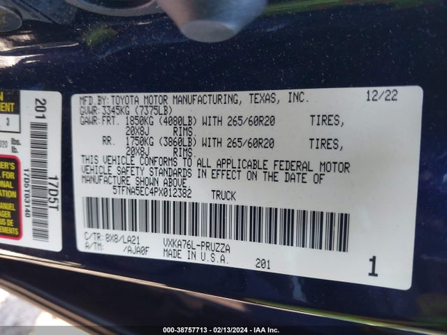 Toyota Tundra Platinum 2023 5TFNA5EC4PX012382 Image 9