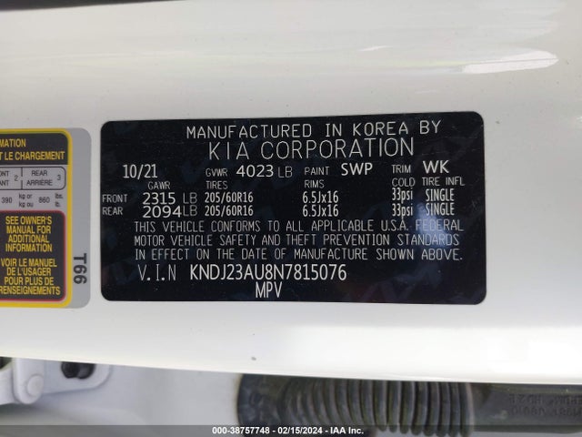 KIA SOUL LX 2022 KNDJ23AU8N7815076 Image 9