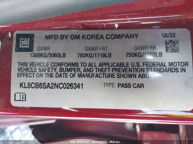 Chevrolet Spark Fwd Ls Automatic 2022 KL8CB6SA2NC026341 Image 9