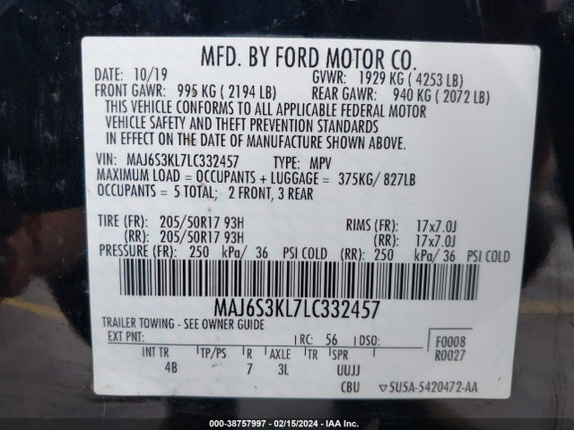 Ford Ecosport Titanium 2020 MAJ6S3KL7LC332457 Image 9