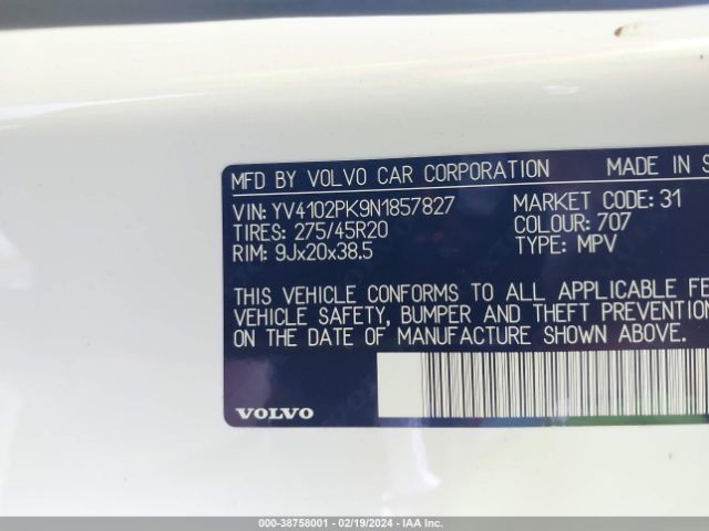 YV4102PK9N1857827 Volvo Xc90 T5 Momentum 7 Passenger