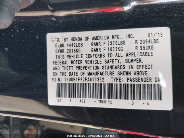 19UUB1F37FA013352 Acura TLX