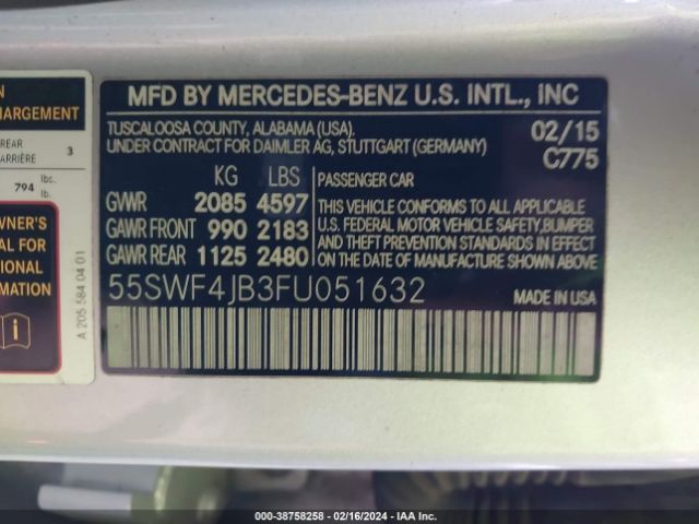 55SWF4JB3FU051632 Mercedes-Benz C 300 Luxury/sport