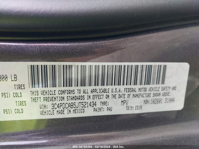 Dodge JOURNEY SE 2018 3C4PDCAB5JT521434 Image 9