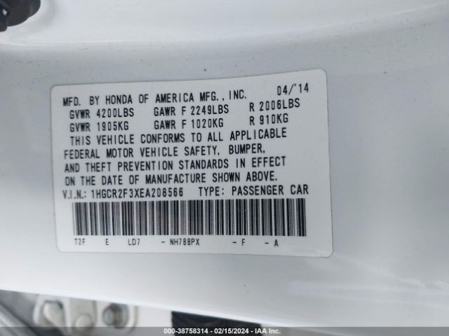 1HGCR2F3XEA208566 Honda ACCORD LX