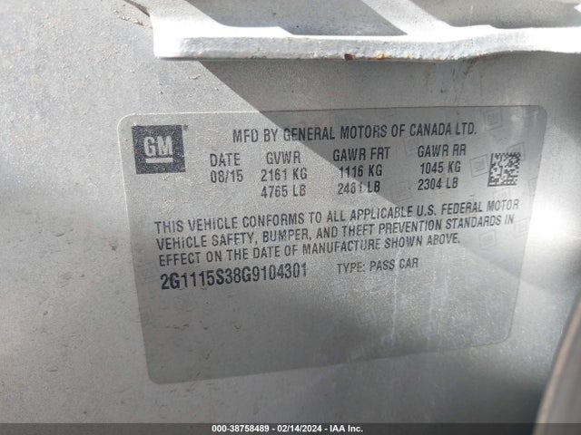 Chevrolet Impala 2lt 2016 2G1115S38G9104301 Image 9