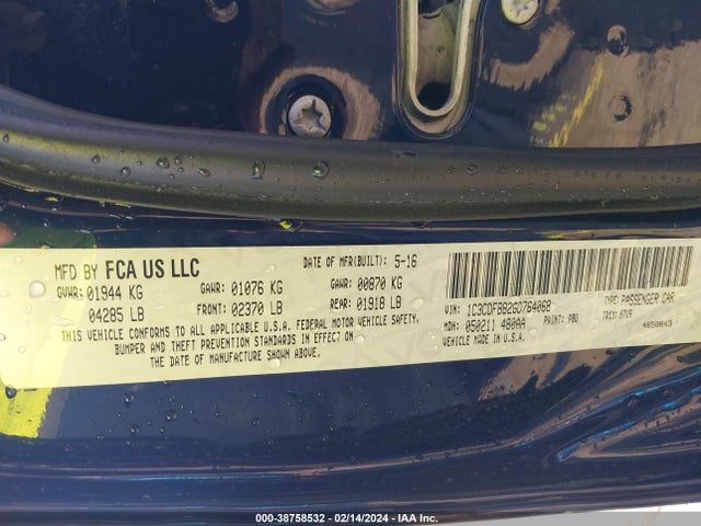 Dodge DART SXT 2016 1C3CDFBB2GD764068 Image 9