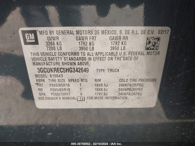 Chevrolet Silverado 1500 2lt 2017 3GCUKREC5HG342649 Image 9