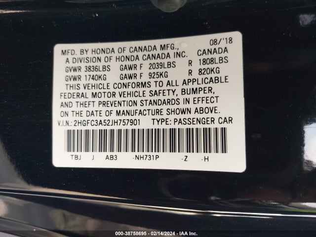 Honda CIVIC SI 2018 2HGFC3A52JH757901 Image 8