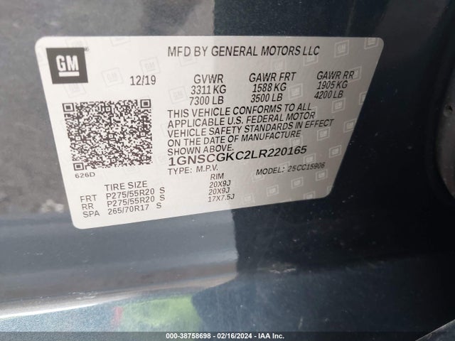 Chevrolet Suburban 2wd Ls 2020 1GNSCGKC2LR220165 Image 9