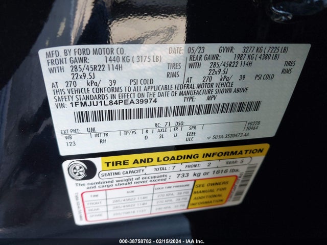 Ford Expedition Platinum 2023 1FMJU1L84PEA39974 Image 9