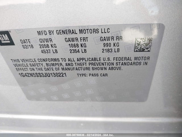 1G4ZN5SS3JU130221 Buick Lacrosse Preferred