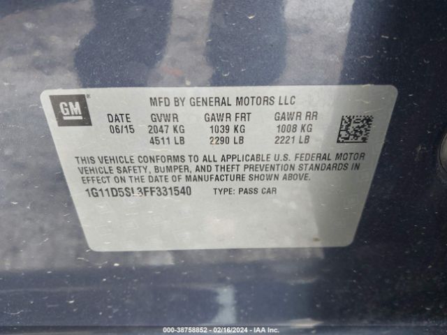 1G11D5SL3FF331540 Chevrolet MALIBU 2LT