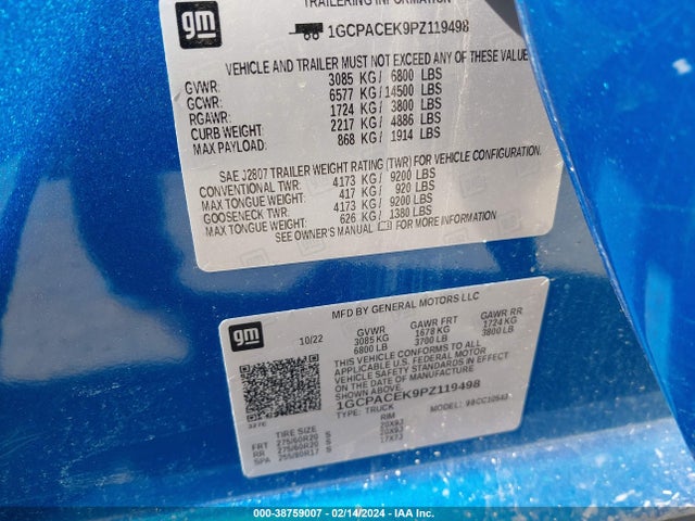 Chevrolet Silverado 1500 2wd  Short Bed Lt 2023 1GCPACEK9PZ119498 Image 9