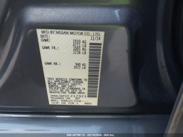 1N4AL3AP1FC217921 Nissan Altima 2.5 S