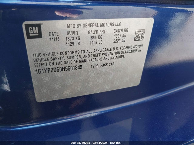 Chevrolet Corvette Z06 2017 1G1YP2D60H5601845 Image 9