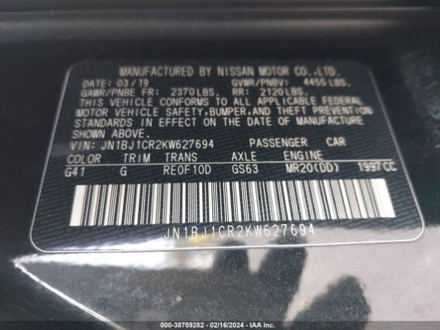 JN1BJ1CR2KW627694 Nissan Rogue Sport Sv
