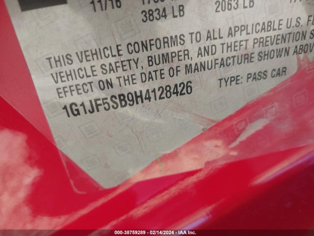 Chevrolet Sonic Premier Auto 2017 1G1JF5SB9H4128426 Image 9