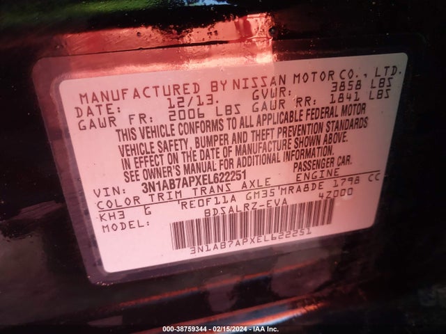 Nissan SENTRA SR 2014 3N1AB7APXEL622251 Image 9