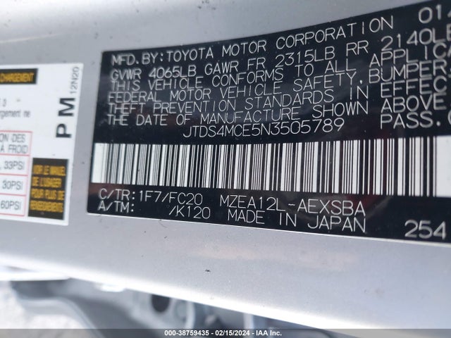 Toyota COROLLA SE 2022 JTDS4MCE5N3505789 Image 9