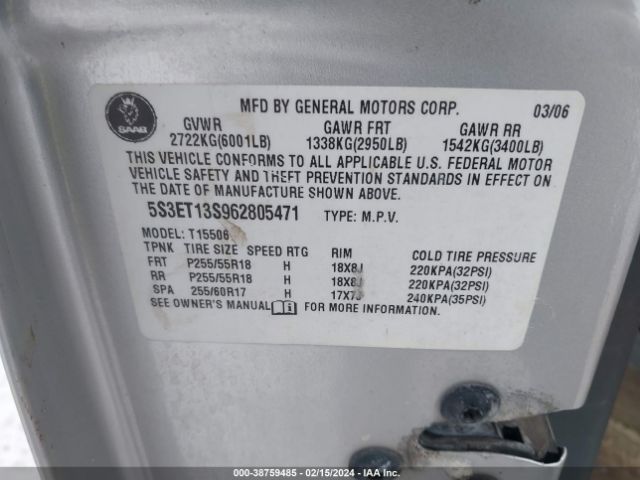 2006 SAAB 9-7X 5S3ET13S962805471 Photo 8