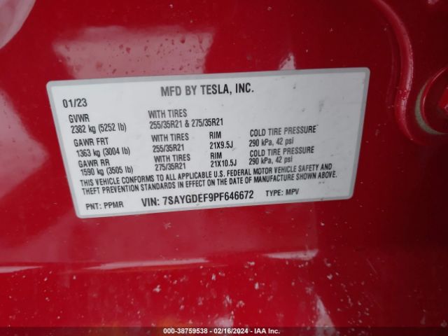 7SAYGDEF9PF646672 Tesla Model Y Awd/performance Dual Motor All-wheel Drive
