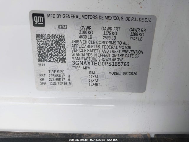 Chevrolet Equinox Awd 2fl 2023 3GNAXTEG0PS165760 Image 9
