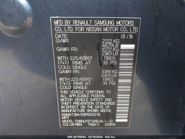 Nissan ROGUE S 2016 KNMAT2MV3GP652576 Image 9