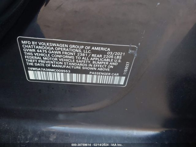 1VWSA7A36MC009553 Volkswagen Passat 2.0t Se