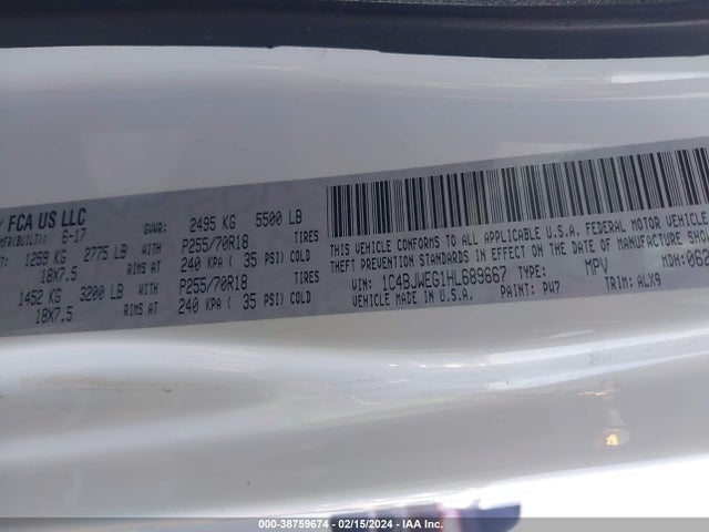 1C4BJWEG1HL689667 Jeep Wrangler Unlimited Sahara 4x4