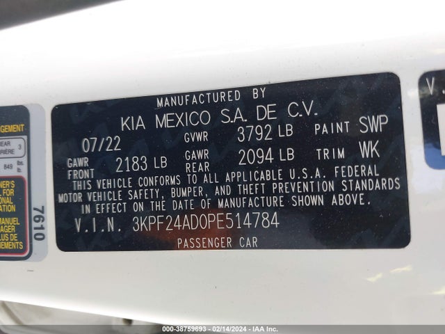 KIA Forte Lxs 2023 3KPF24AD0PE514784 Image 9