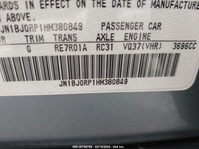 JN1BJ0RP1HM380849 Infiniti QX50