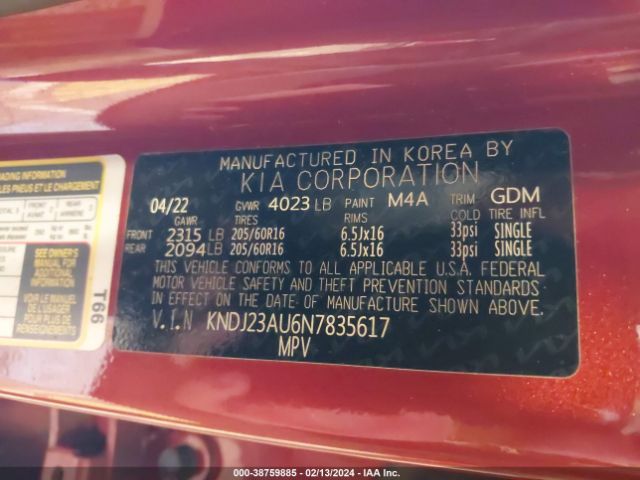 KNDJ23AU6N7835617 KIA SOUL LX