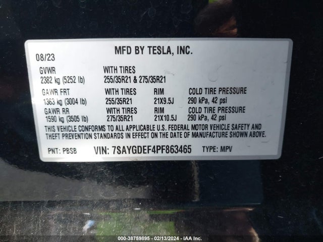 7SAYGDEF4PF863465 Tesla Model Y Awd/performance Dual Motor All-wheel Drive