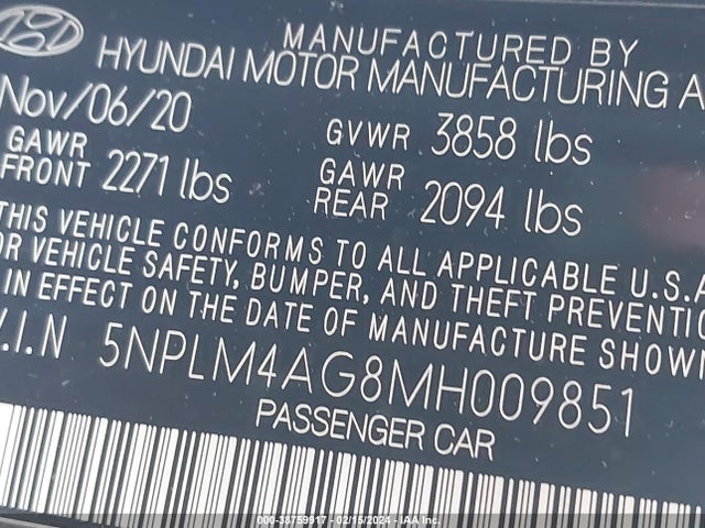 Hyundai ELANTRA SEL 2021 5NPLM4AG8MH009851 Image 9