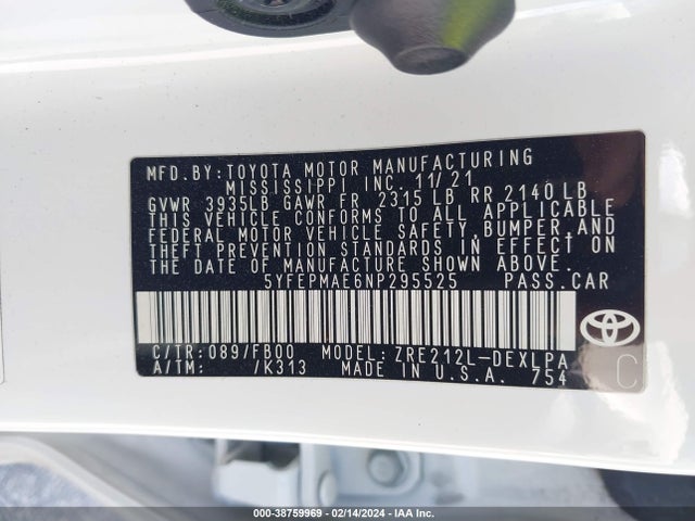 Toyota COROLLA LE 2022 5YFEPMAE6NP295525 Image 9